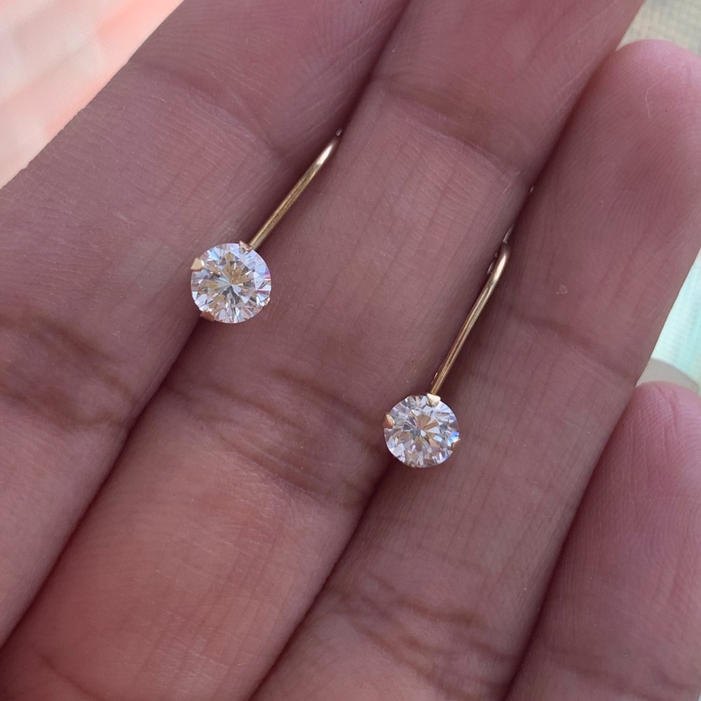 14k Gold CZ Leaver Back earrings